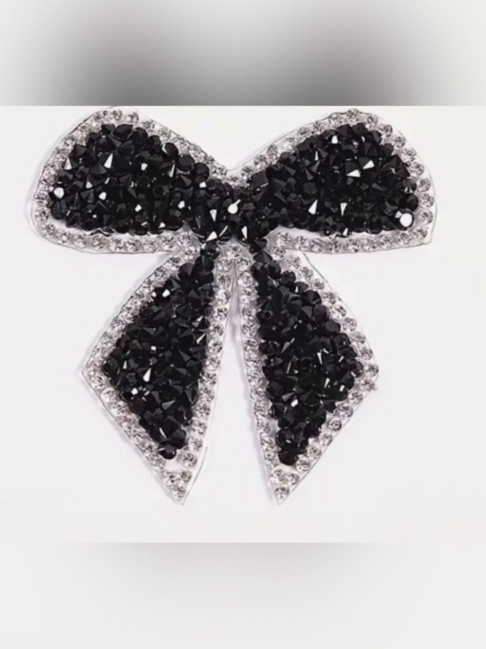 Black & White Rhinestone Iron-On Appliqué Bows, Embellishment, New BOGO
